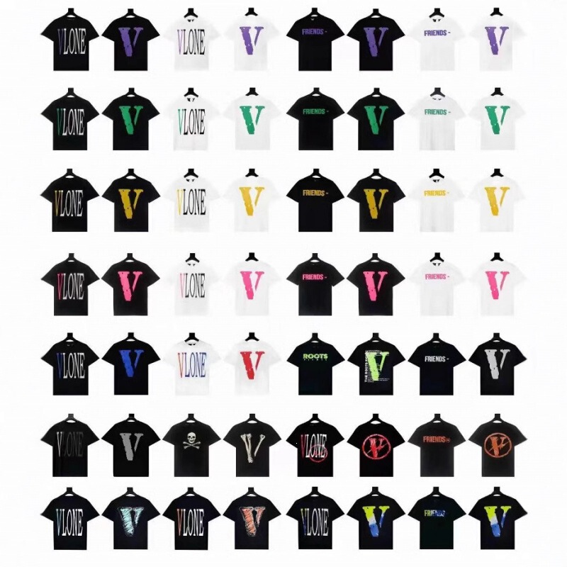 Cross-Border Foreign Trade Authentic Vlone Large V American Street Fashion Casual Loose Round Neck Unisex Short-Sleeve T-Shirt Trendy Cross-Border Foreign Trade Authentic Vlone Large V American Street Fashion Casual Loose Round Neck Unisex Short-Sleeve T-Shirt Trendy