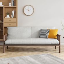 北欧现代日式实木皮沙发小户型简约客厅卧室三人双人原木风小沙发