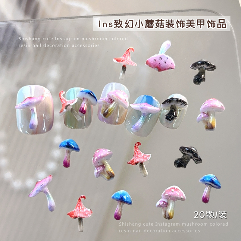 Cute Mushroom Nail Art Accessories Ins Wind-induced Magic Mushroom Magic Mushroom Series Cartoon Resin Nail Accessories