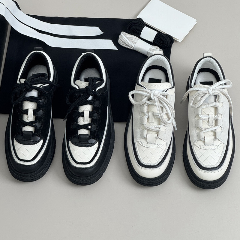 High-End Dongguan Foreign Trade! Only Wear Good Products! Chanel-Style Panda Color-Blocking Sneakers Dad Shoes Casual Sneakers for Women