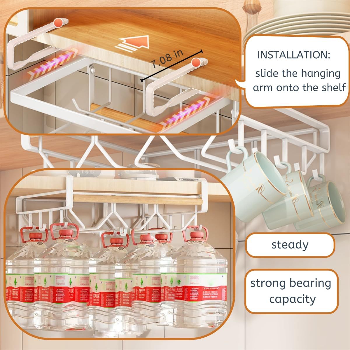 Amazon tazas almacenamiento sin agujeros colgando tazas de drenaje tazas marcadores tazas de vino rack de almacenamiento rack