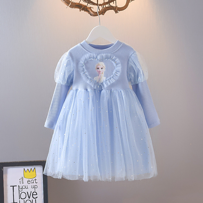 Frozen Girl's Spring Dress Baby's Long-Sleeved Aisha Princess Dress Children's Spring Aisha Tall Dress Trendy