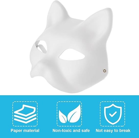 Amazon venta caliente DIY en blanco gato cara máscara Halloween hombres y mujeres pintados a mano máscara de pulpa de graffiti juego de pintura