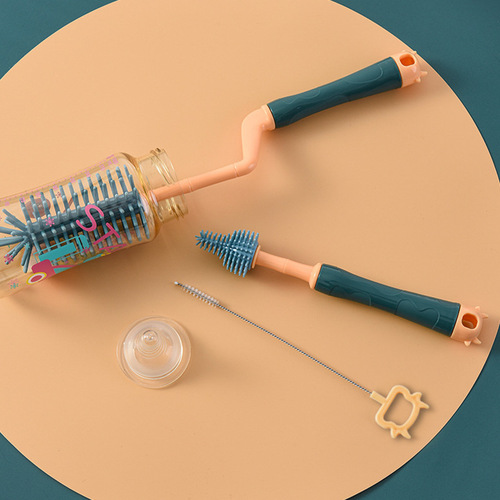 3-piece set/baby rotating soft cleaning brush/baby pacifier brush + bottle brush + straw brush/three-piece set