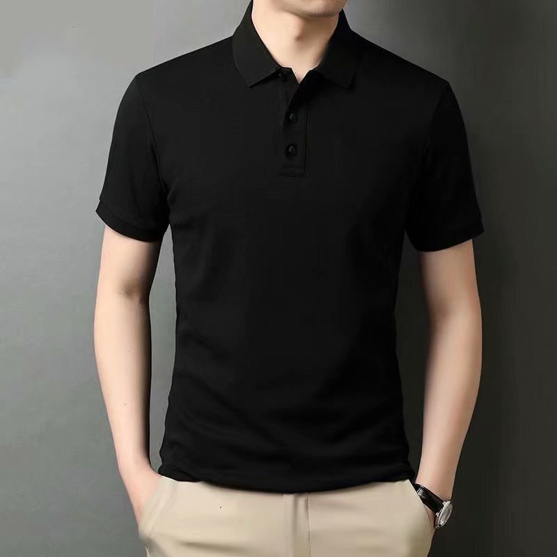 Summer Men's Classic Simple Versatile Comfortable Breathable Polo Shirt Men's Slim Fit No-Iron Solid Color Turn-Down Collar Short Sleeve T-Shirt