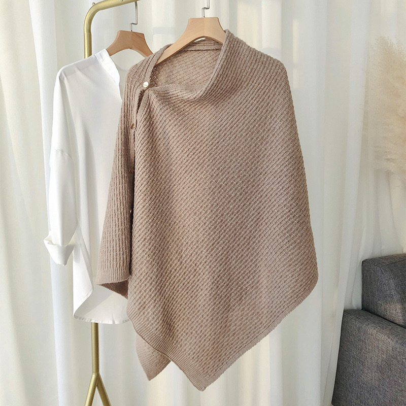 [Dark Khaki] Metal Buckle Shawl