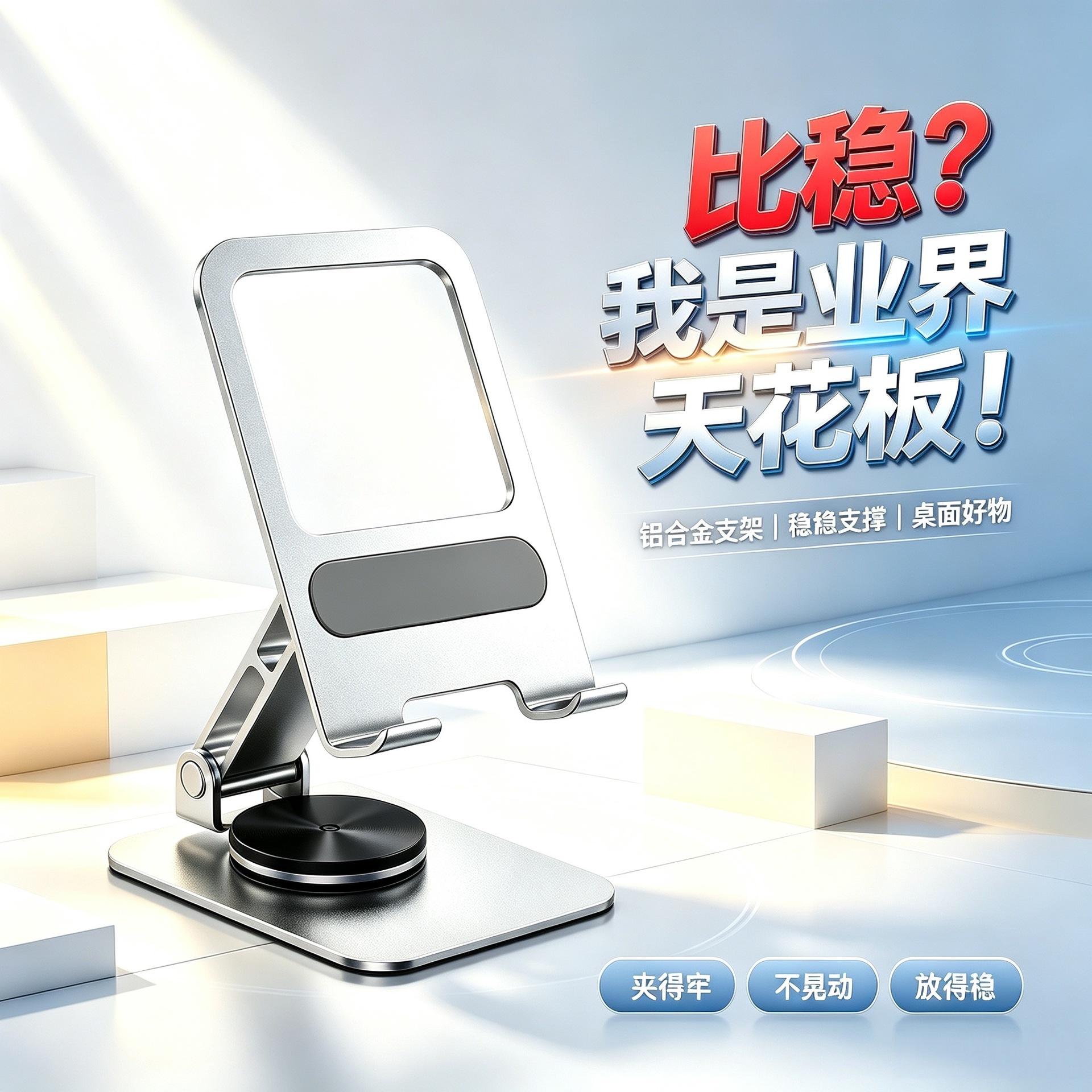 跨境全金属手机支架可折叠旋转便携抖音桌面平板手机支撑架礼品 - 1
