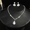 Zirconium, pendant, necklace and earrings, set for bride, wedding dress, accessory