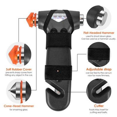 Qəza çəkici with Straps, Two-In-One Multifunctional Car - black