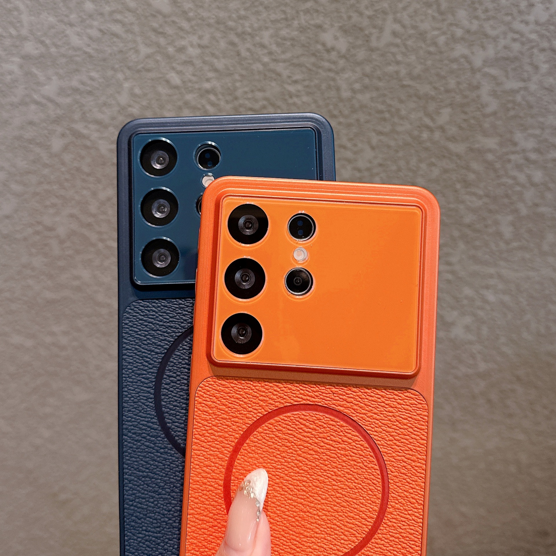 Magnetic Phone Case V-pattern Stylish Protective Cover For Galaxy_voghion.com