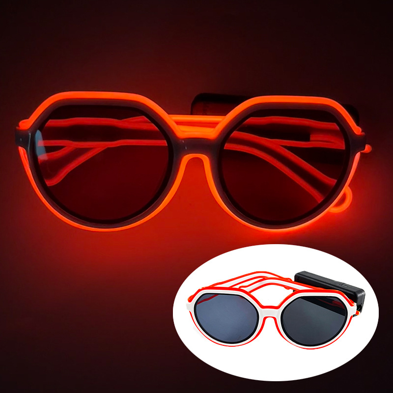 Gafas luminosas LED Barra KTV Equipo nocturno Gafas EL Gafas luminosas Oval Retro Moda Tinta Espejo