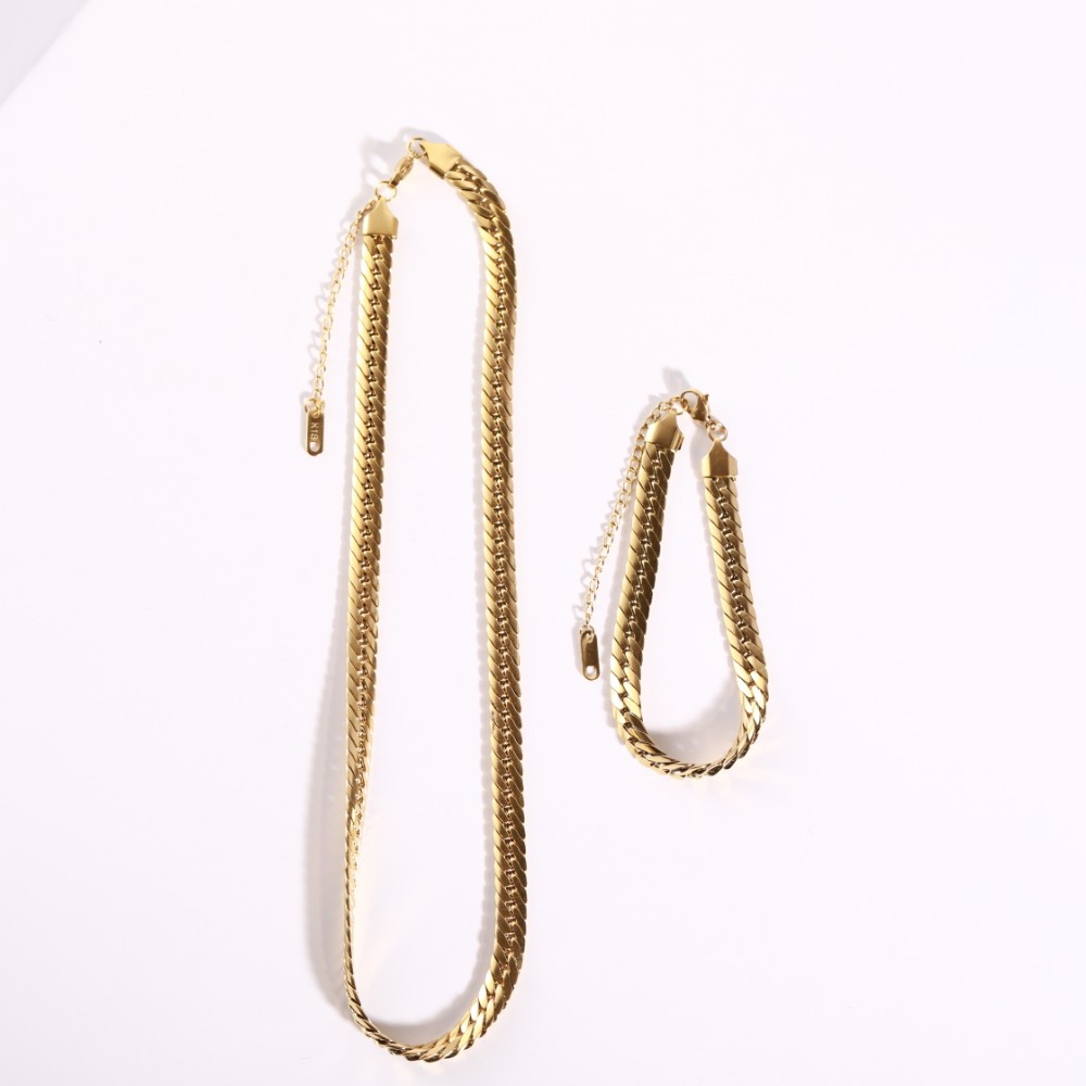 Fashion Geometric Titanium Steel Necklace Flat Snake Chain Necklace display picture 3