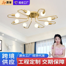 吊灯工业风高级感简约现代客厅吸顶灯美式弯管吸顶款餐厅个性吊灯