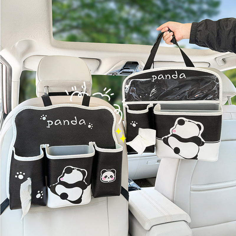 Graffiti Cartoon Car Seat Back Storage Box Trash Can Car Interior Multifunctional Creative Hanging Sundries Storage Box
