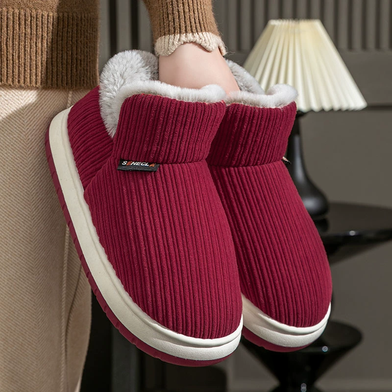 Non-slip winter warm shoes, slippers platform, for middle age, soft sole