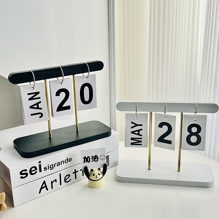 Desk Calendar Ornament, Flip Calendar, Creative Date Sign, Tabletop Decoration, Entryway Photo Props, Light Luxury Style