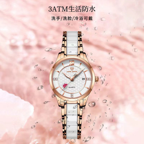 One-piece drop-shipping calendar diamond-encrusted ceramic fashion watch Internet celebrity live broadcast waterproof student quartz women's watch
