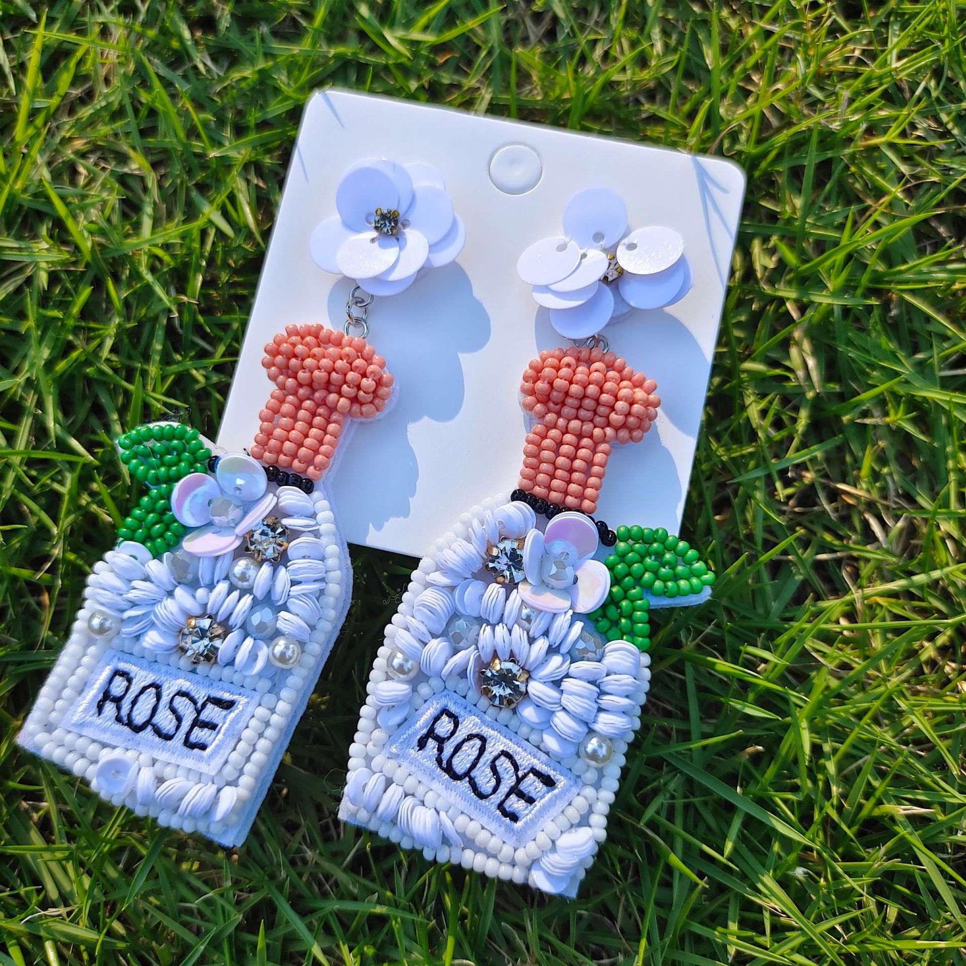 Romantic Letter Plastic Resin Beaded Drop Earrings display picture 6