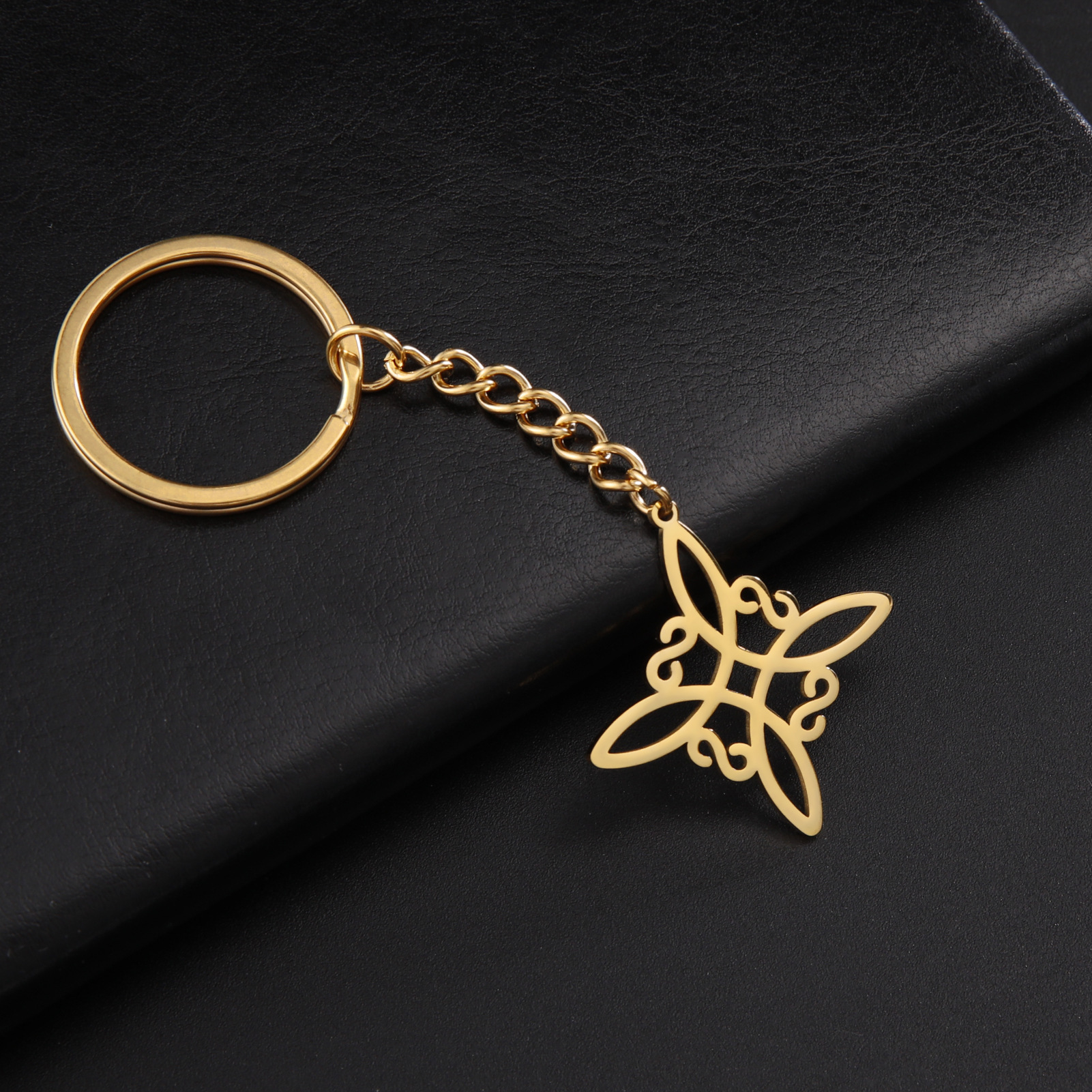 14g Weight Keychain Classification 1 Piece Quantity Daily Occasion Titanium Steel Material Witches Knot Pattern Women's Gender Simple Style Style Simple Style Witches Knot Titanium Steel Women's Bag Pendant Keychain 5