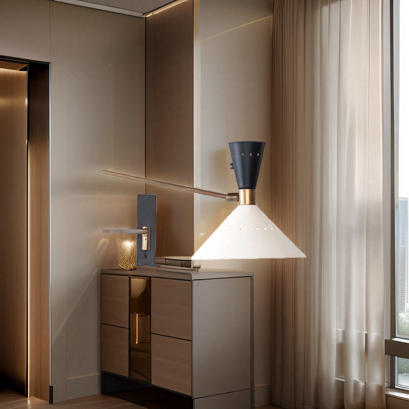 Dormitorio de diseño italiano estilo japonés cabeza de cama muy moderna nórdica creativa sala de estar lámpara de pared de pared de luz de pared giratoria