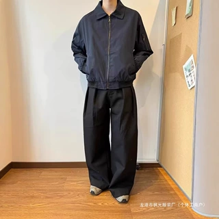 藏青色感飞行员夹克男2026新款春季高街潮流痞帅翻领美式拉链外套
