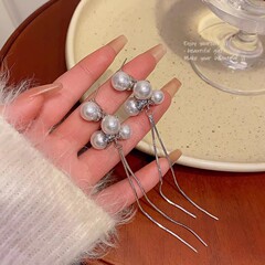 白色浪漫~珍珠流苏耳环小众设计感高级感耳坠轻奢耳钉ins气质耳饰