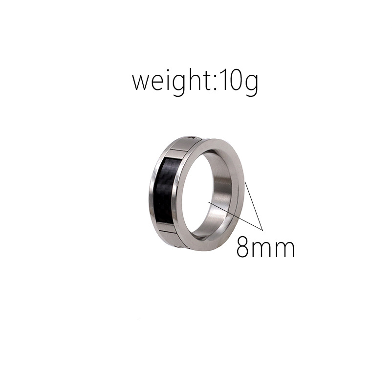 Hip Hop Silver Black Stainless Steel Men's Ring