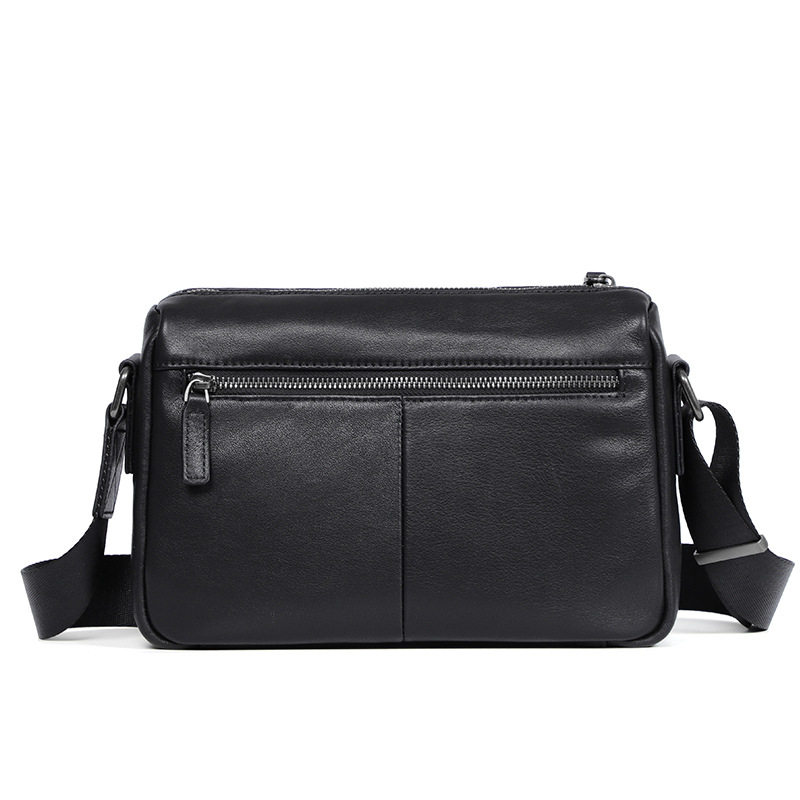 Túi đeo chéo nam da bò thật dạng hộp nhỏ 29×11×17 cm — Màu đen