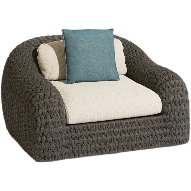 Sofá de ratán al aire libre Sala de estar del hotel Casa de familia al aire libre Villa Patio al aire libre Impermeable Protector solar Ocio Muebles de silla de mimbre