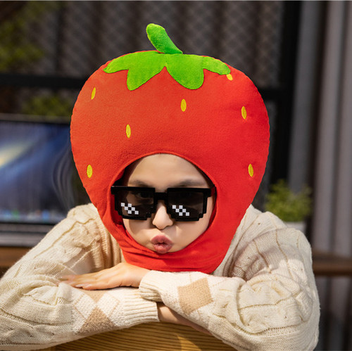 Cute fruit children can wear red strawberry headgear hat performance props photo artifact kindergarten activities
