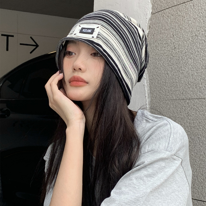 Sombrero de pila delgado de una sola capa de primavera y verano, gorra de luna a rayas rojas postparto, gorra fría, gorra de moda