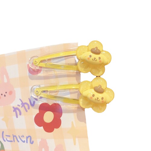 New Sanrio Flower Transparent Bamboo Dog Kuromi Cartoon Hair Clip for Students and Girls with Bangs