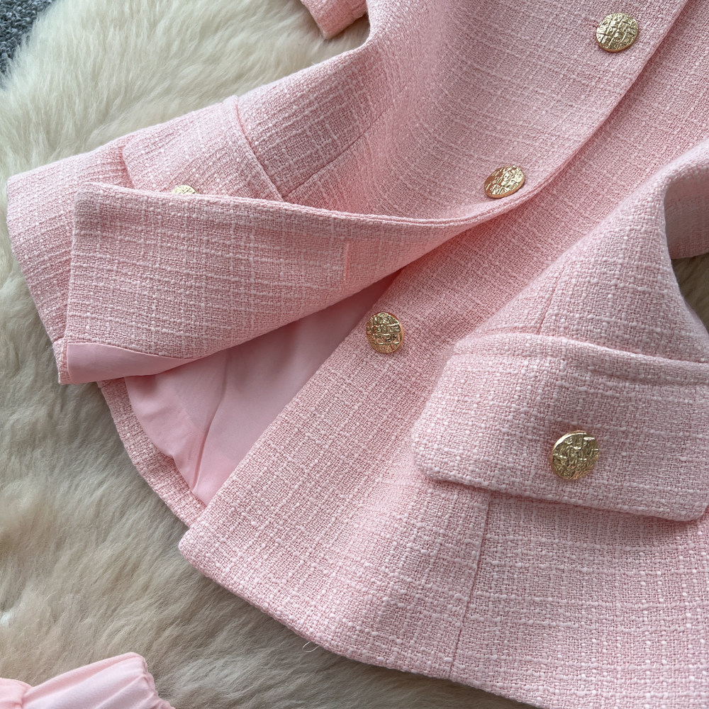 Inspired Women's Pink Two Piece Set Summer Short Sleeve High Waisted Pleated Skirt Sophisticated And Elegant_ecoleips.com