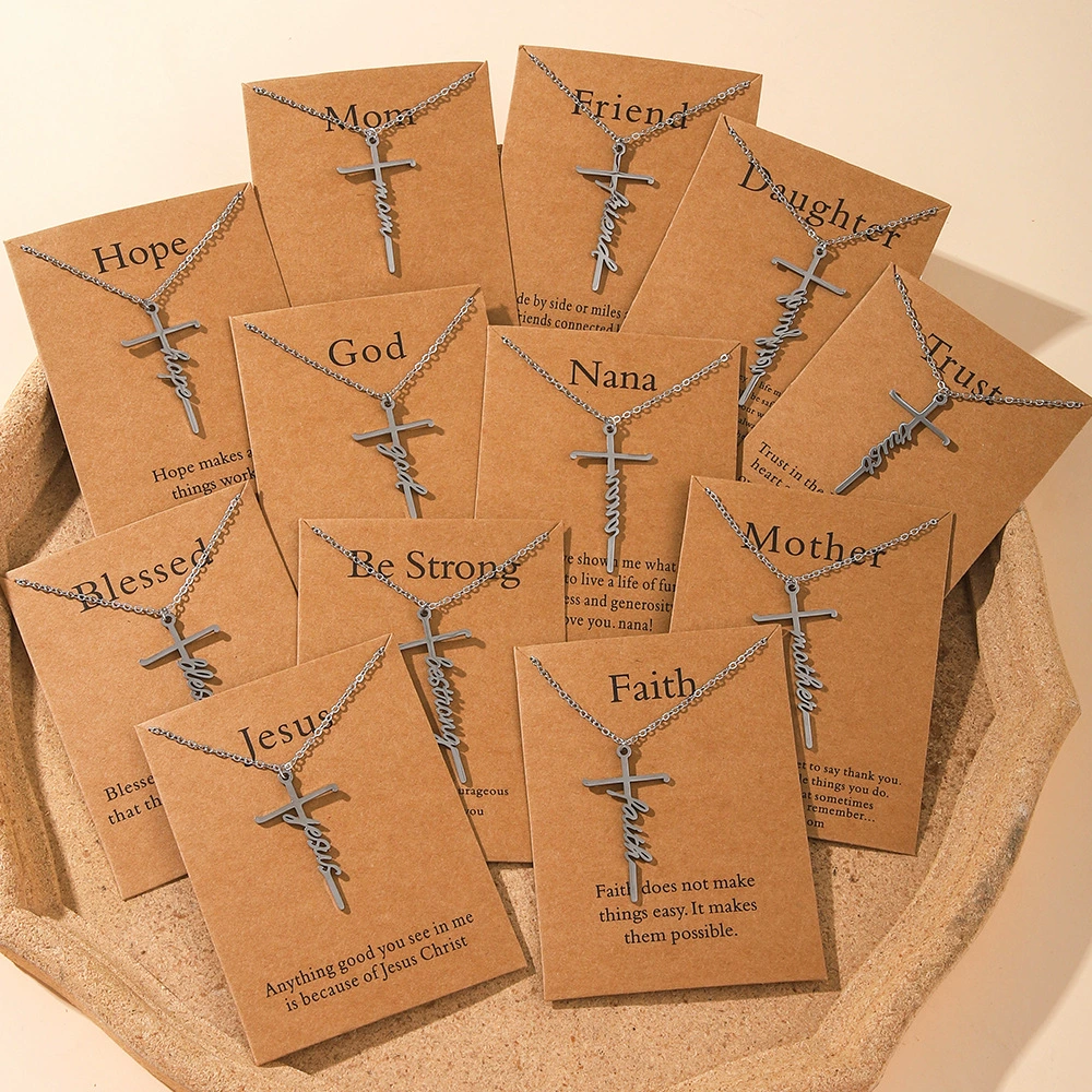 Трансграничная новая английская буква Faith религиозный подарок из нержавеющей стали крест ключицы