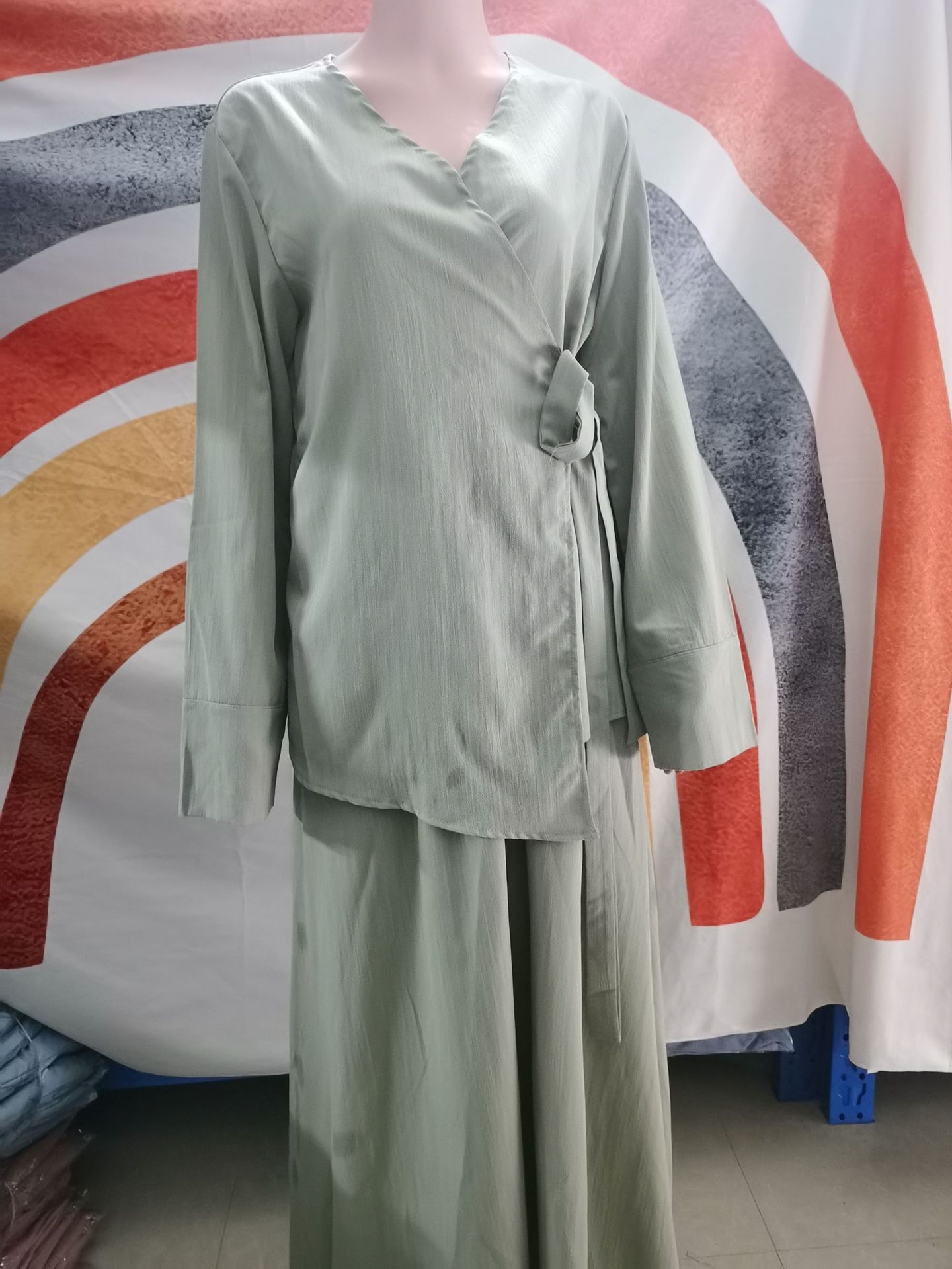 Muslim Dress Women's Open-front Shirt Dress Plus-size Casual Set_voghion.com