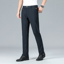 秋冬男士休闲裤商务休闲厚款中腰直筒西裤修身百搭弹力光面长裤子