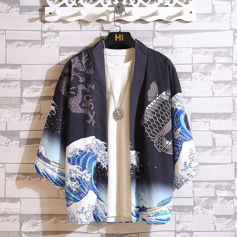 Chinese Style Short-Sleeved Men's Summer Loose Cardigan Clothing, National Trend Thin Jacket, Retro Style Robe, Couple's Shirt Chinese Style Short-Sleeved Men's Summer Loose Cardigan Clothing, National Trend Thin Jacket, Retro Style Robe, Couple's Shirt
