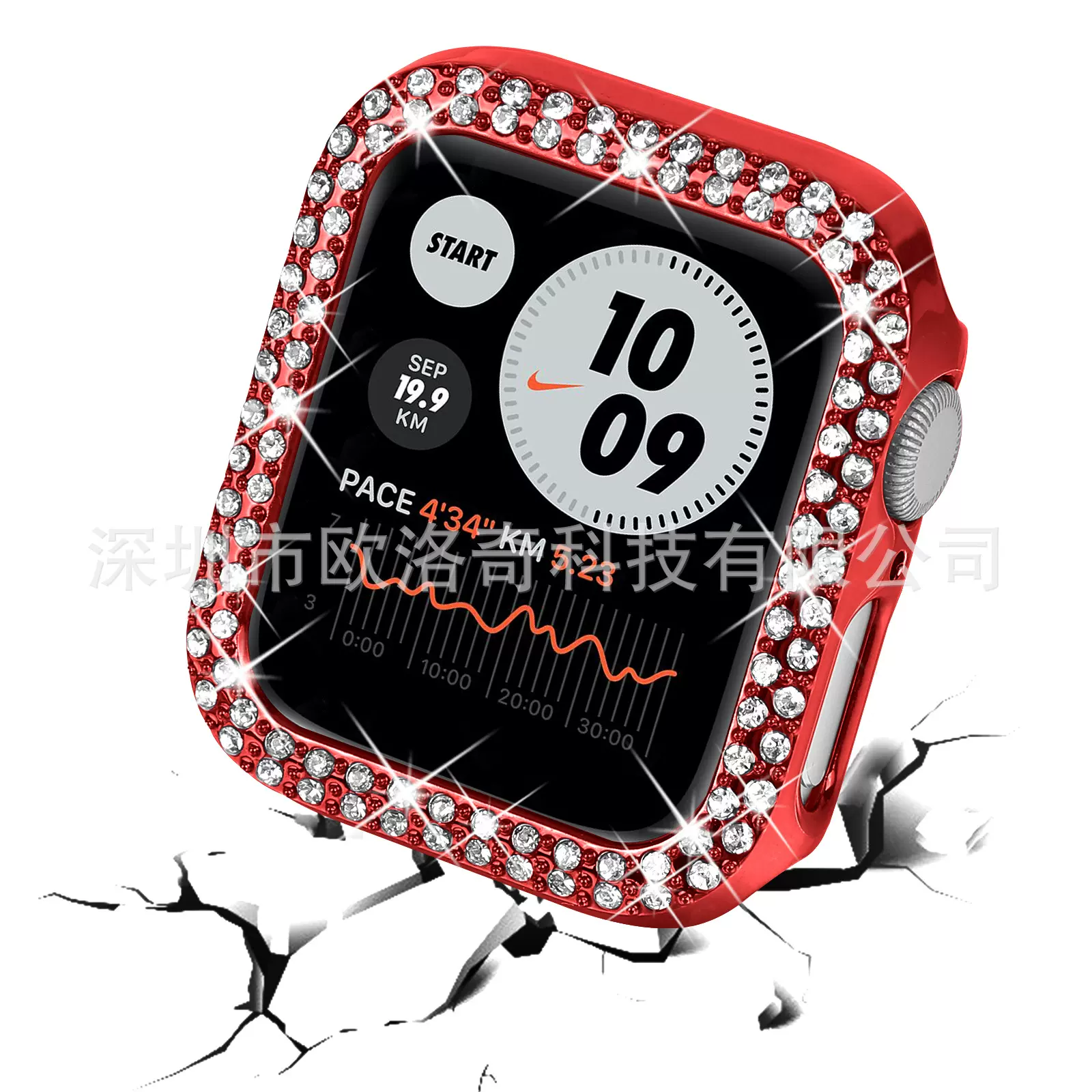 适用苹果手表表带保护壳iwatch 7/se41/45mm镶钻手表保护壳