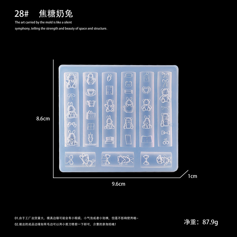 Nail Art 3D Molde de silicona suave Herramientas de tallado Bowknot Nail Art Relieve Joyería de epoxi Nail Art Molde de silicona