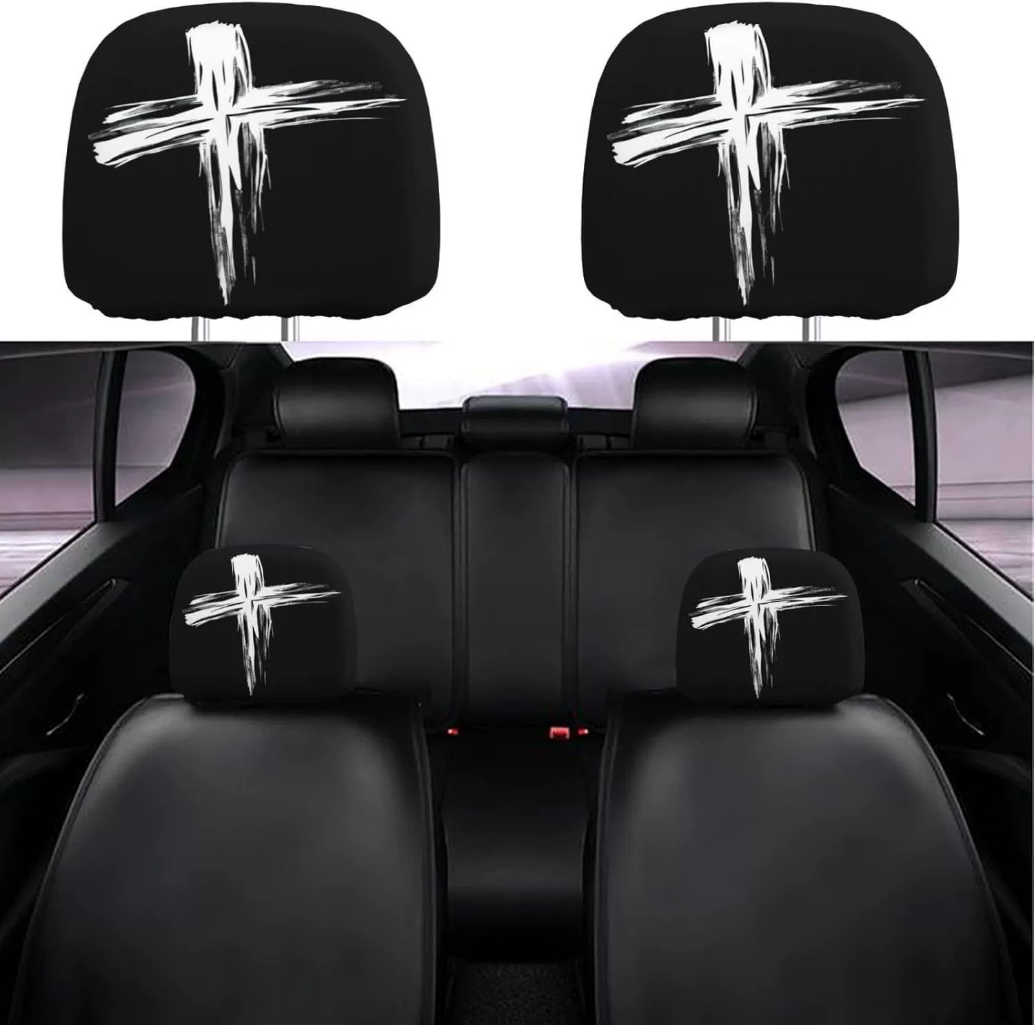 Чехол на подголовник автомобиля с забавным принтом, эластичный, в стиле «черной этикетки», для внешней торговли