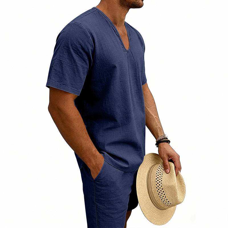 Herren Kurzarmhemd Und Shorts Set Für Den Sommer Im Urlaub_voghion.com