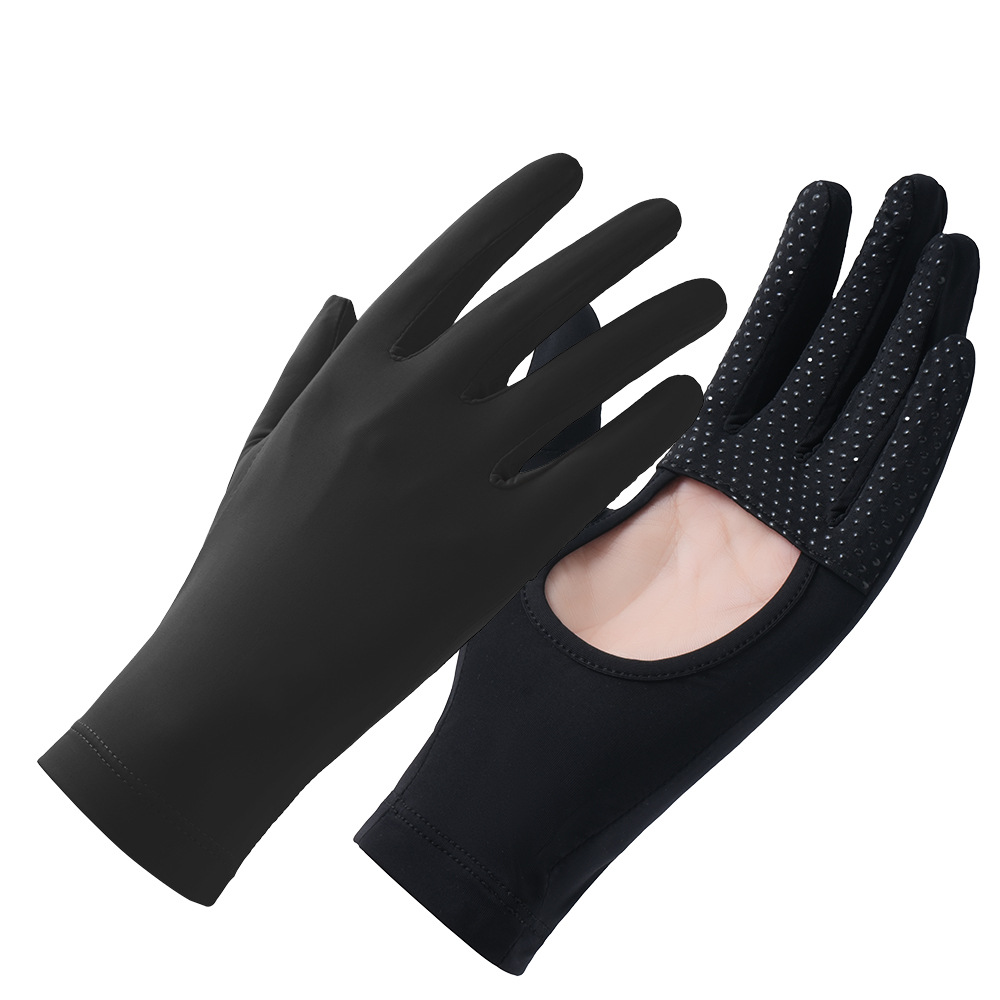 Guantes solares para mujeres hielo de verano anti-UV al aire libre guantes de conducción antideslizantes de palma huecos