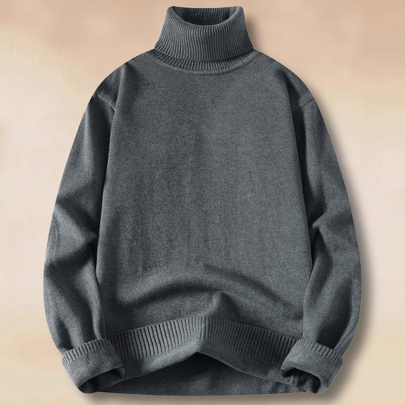 Autumn and Winter Turtleneck Knitwear Men's New Lazy Style Pure Color Thickeneded Velvet Bottoming Knitwear Couple Versatile Knitwear