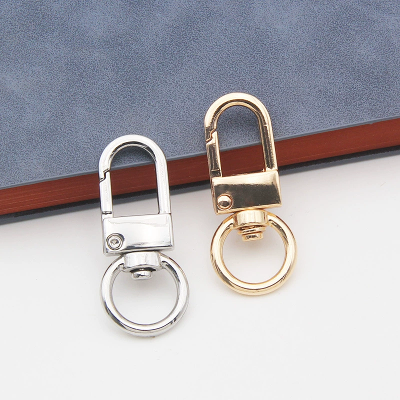 Вращающийся брелок для багажа из цинкового сплава, круглый, с металлическим покрытием, пружинный, с застежкой для средней двери, аксессуар для самостоятельной сборки.