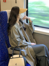 胖妹妹秋季中长款宽松长袖衬衫外套女特大码300斤服风衣