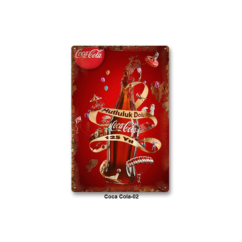 Металлическая настенная табличка Coca Cola, жесть 20×30 см, винтажный ретро стиль