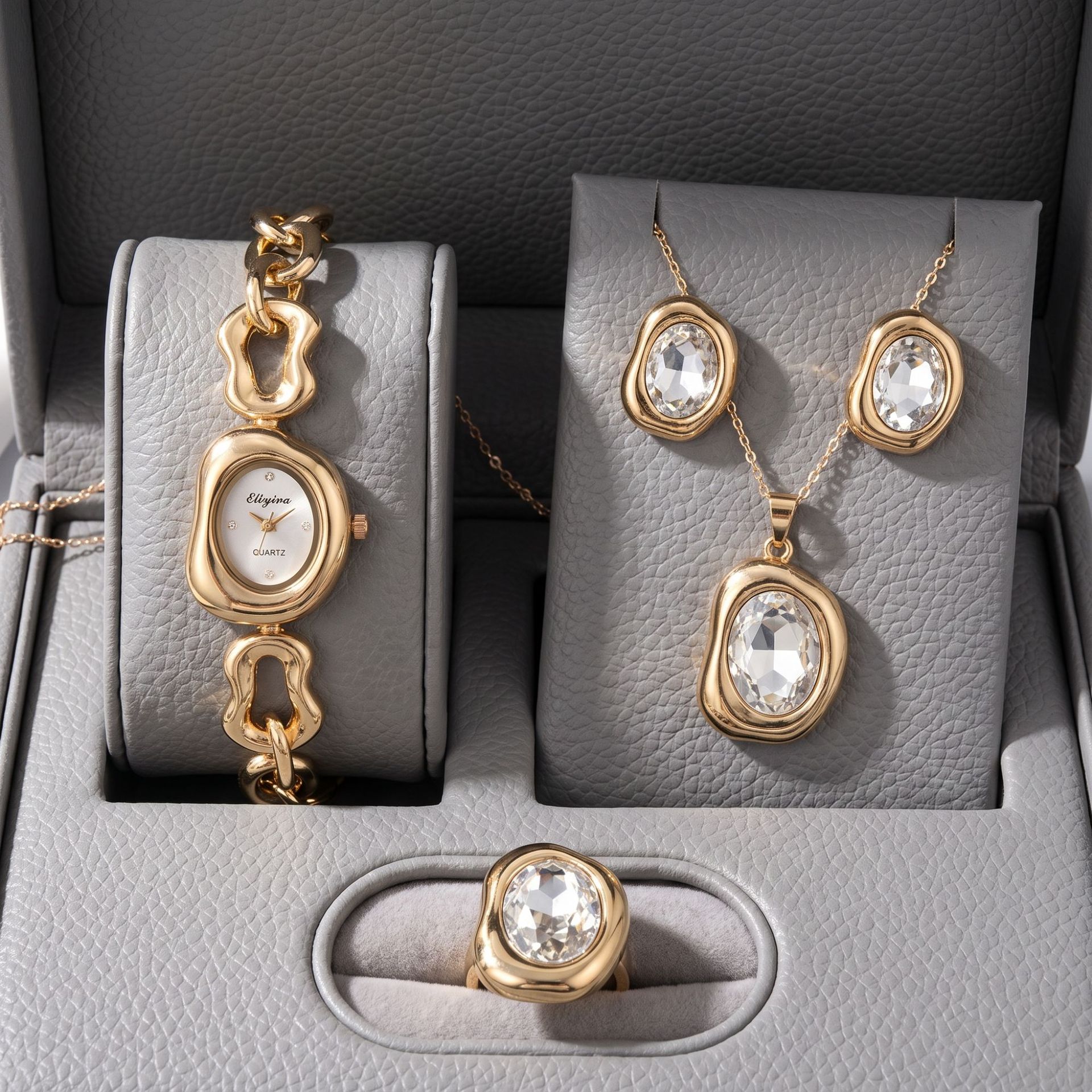 5-teiliges Damen-Quarzuhr-Set mit Armband