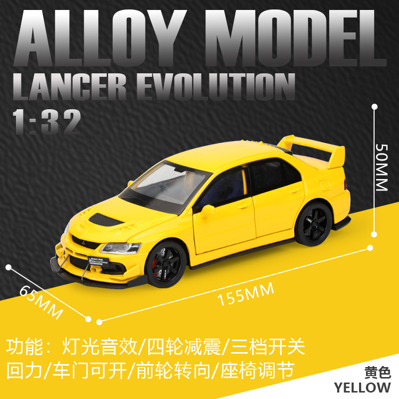 Modelo de Coche de Carreras Mitsubishi EVO de Aleación 1:32 con Base
