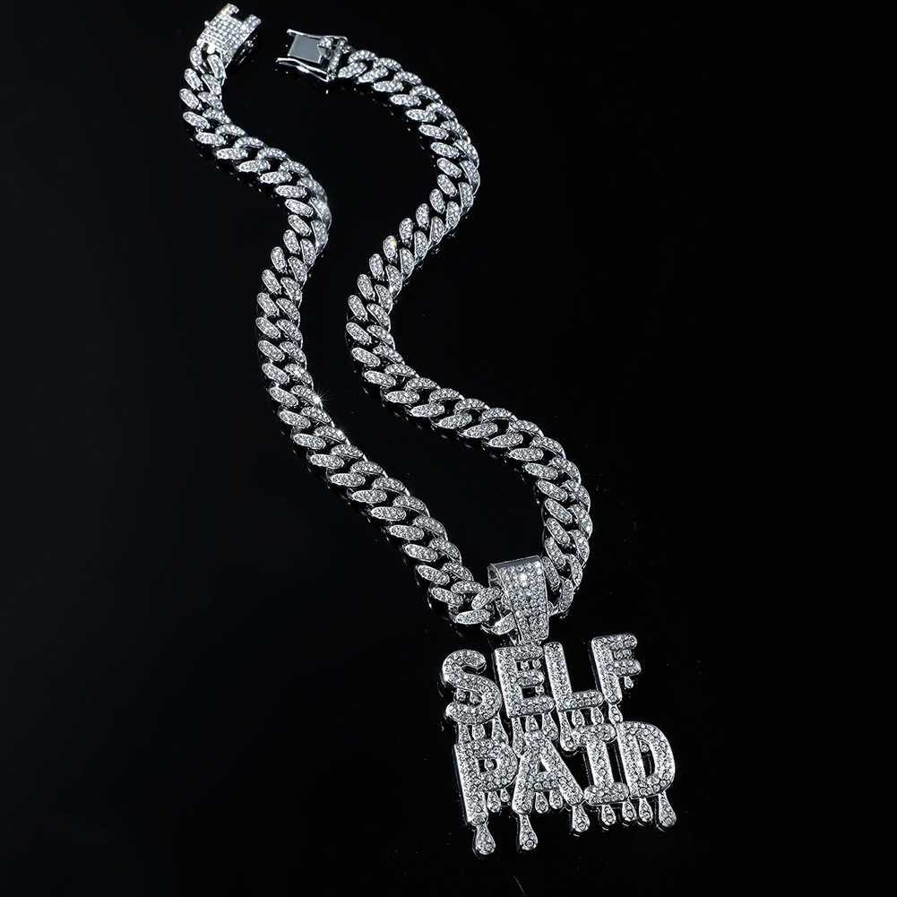 Hip Hop Lettre Alliage Placage Incruster Strass Hommes Pendentif Collier Pendentif display picture 7