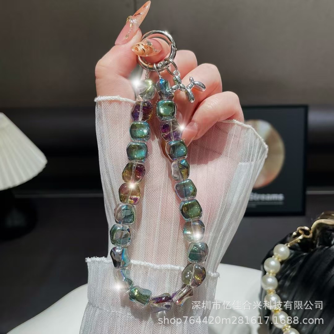Nuevo estilo ins viento de lujo ligero checo cristal piedra teléfono móvil colgante cadena colgante todo fósforo nicho especial pulsera con cuentas cordón